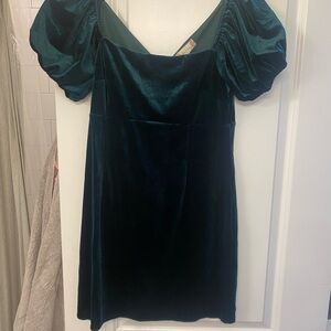 Elegant Velvet Puff Sleeve Dress